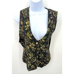 Maggie sweets  Vintage 80s 90s Tapestry Vest Size Large USA  disco glitter‎